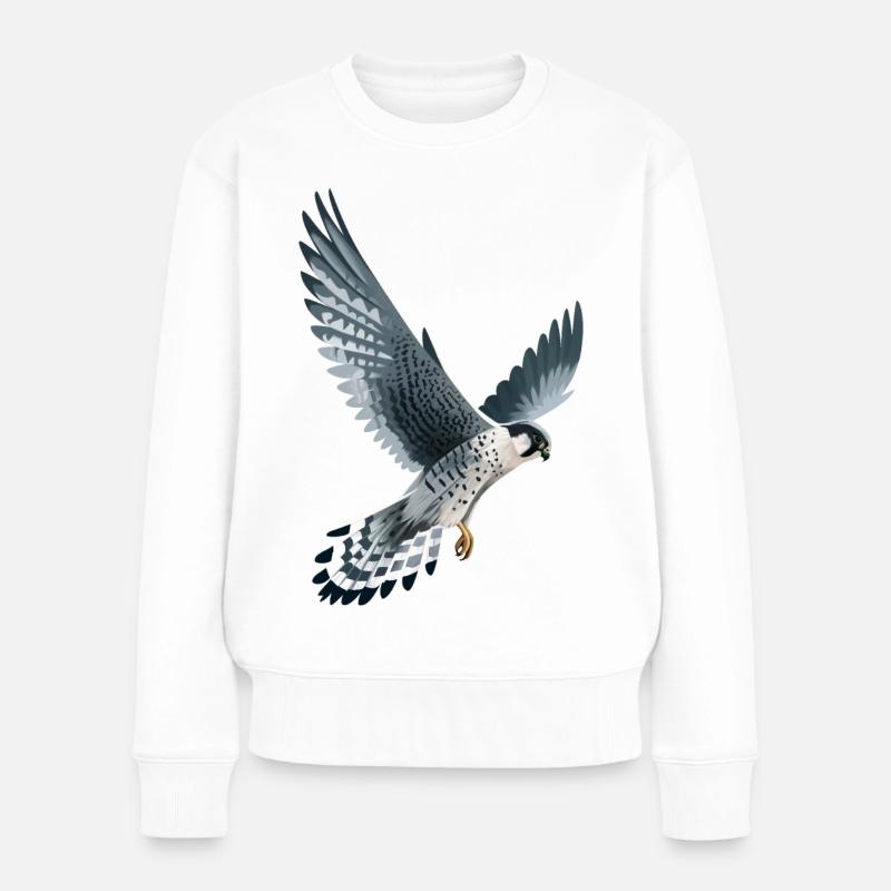 Wanderfalke im Flug - Frauen Premium Bio Pullover - Weiß