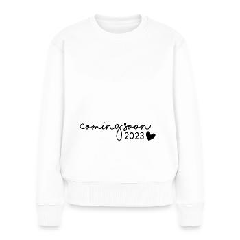coming soon 2023 - Frauen Premium Bio Pullover - Weiß - Vorne - Julia (174cm)