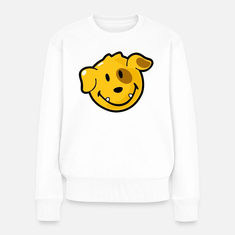 Smiley Dog - Frauen Premium Bio Pullover - Weiß