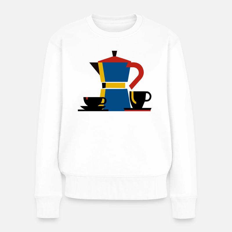 bauhaus minimalismus design bialetti kaffe - Frauen Premium Bio Pullover - Weiß