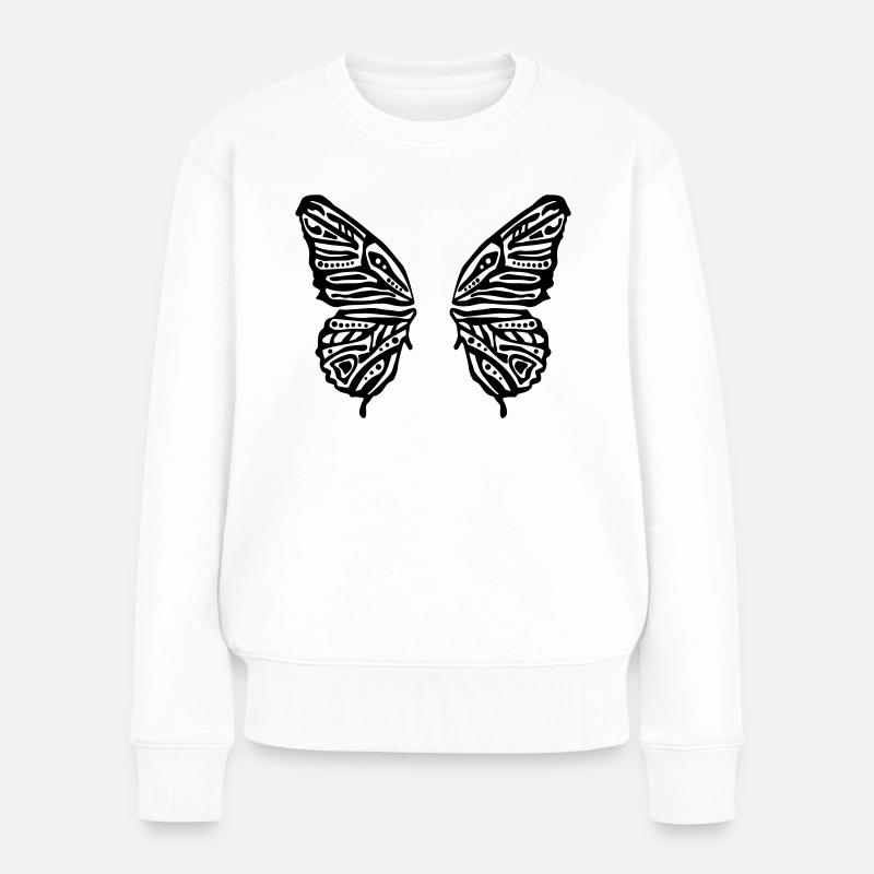 schmetterling butterfly - Frauen Premium Bio Pullover - Weiß