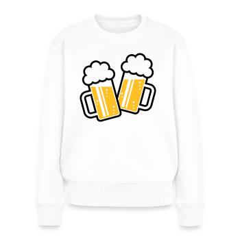 2 Maßkrüge Stoßen An, Prosit! (Bier Maßkrug / 2C) - Frauen Premium Bio Pullover - Weiß - Vorne - Julia (174cm)