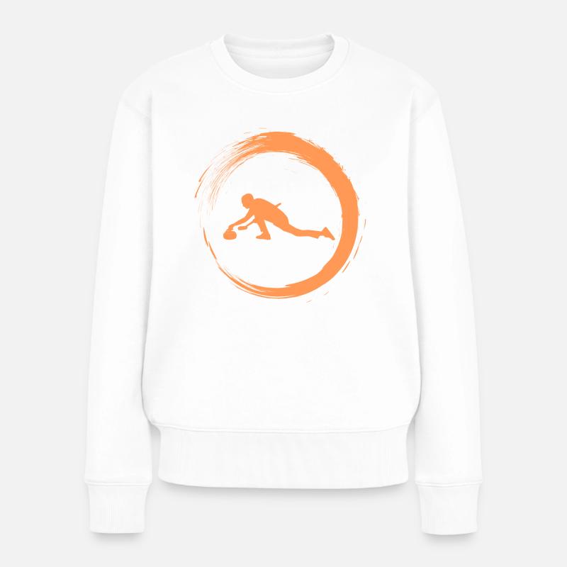 Curling - Frauen Premium Bio Pullover - Weiß