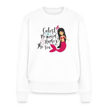 Meerjungfrau Sprüche Nixe Seejungfrau - Frauen Premium Bio Pullover - Weiß - Vorne - Julia (174cm)