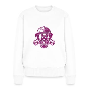 Feuerwehrfrau pinker Feuerwehrhelm - Frauen Premium Bio Pullover - Weiß - Vorne - Julia (174cm)