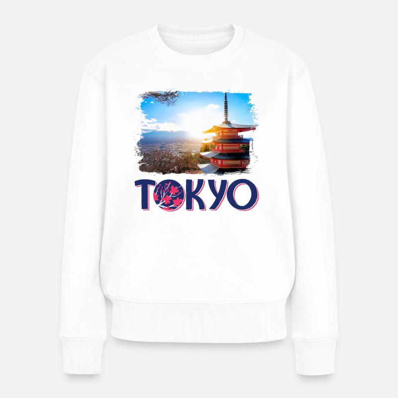 Tokio Tokyo Japan Asien Pagode Berg Mountain - Frauen Premium Bio Pullover - Weiß