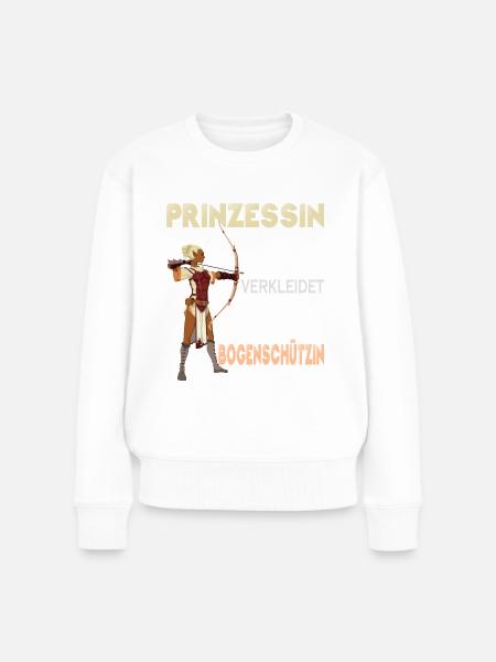 Bogenschützin Prinzessin - Bogenschießen - Frauen Premium Bio Pullover - Weiß