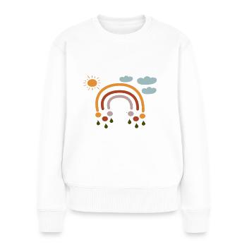 Arc de soleil Nuages - Pull Premium bio Femme - blanc - Devant - Julia (174cm)