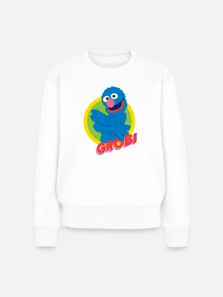 Sesamstraße Grobi Portrait - Frauen Premium Bio Pullover - Weiß