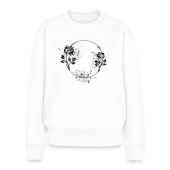 Runder Rosen Rahmen mit Farbflecken - Frauen Premium Bio Pullover - Weiß - Vorne - Julia (174cm)