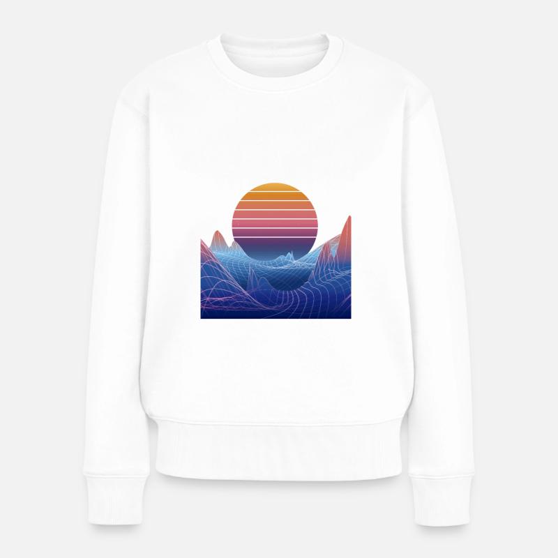 Synthwave Sunset Design - Pull Premium bio Femme - blanc
