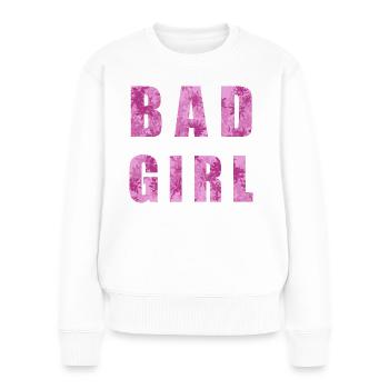Bad Girl rosa Blumenmuster - Frauen Premium Bio Pullover - Weiß - Vorne - Julia (174cm)