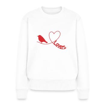 Motif d’observation des oiseaux cool pour les ornithologues amateurs - Pull Premium bio Femme - blanc - Devant - Julia (174cm)