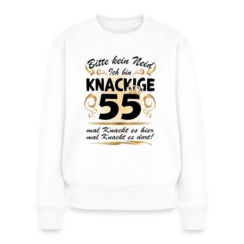 55. Geburtstag Sprüche lustig Frauen - Frauen Premium Bio Pullover - Weiß - Vorne - Julia (174cm)