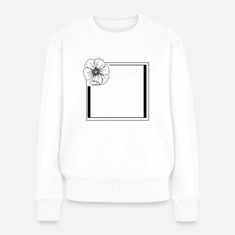 Rahmen mit großer Blumenblüte - Frauen Premium Bio Pullover - Weiß
