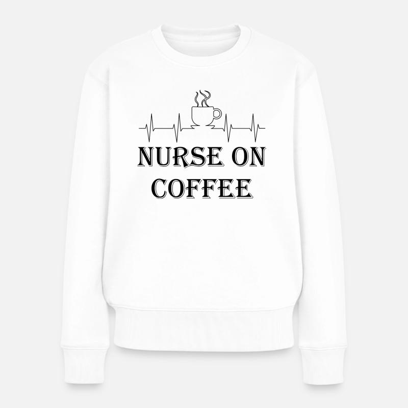 Infirmière sur le café - Pull Premium bio Femme - blanc