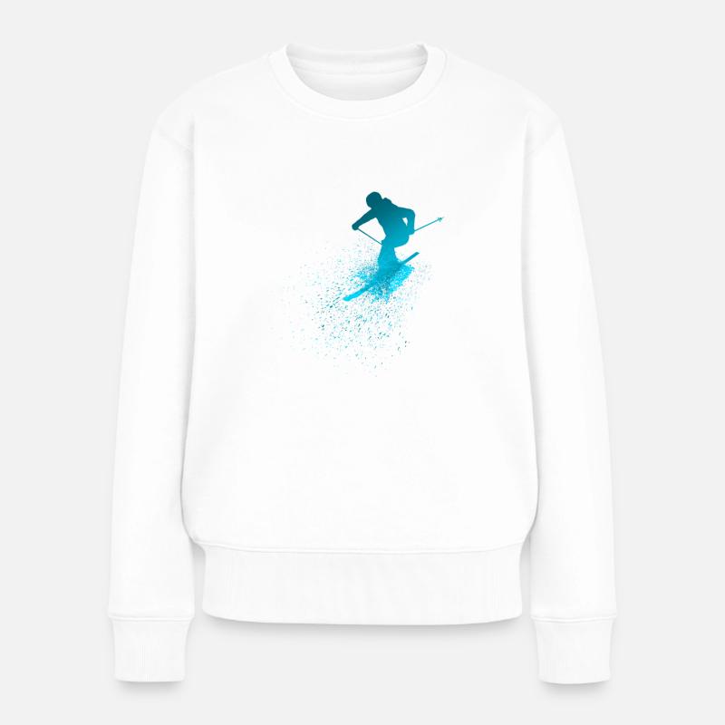 Skis, Skis, Japonais - Pull Premium bio Femme - blanc