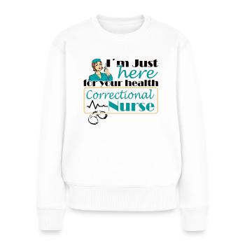 Infirmière pénitentiaire - Pull Premium bio Femme - blanc - Devant - Julia (174cm)