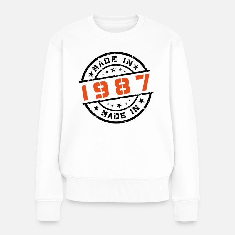 Geburtsjahr Geburtstag Born In - Made in 1987 - Frauen Premium Bio Pullover - Weiß
