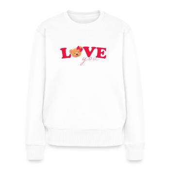 Teddy Love Rouge Blanc - Pull Premium bio Femme - blanc - Devant - Julia (174cm)