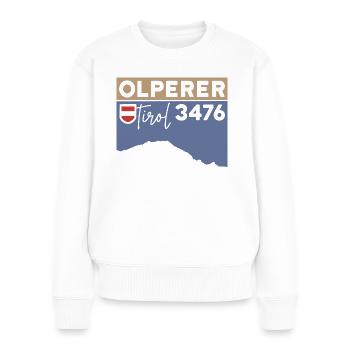 Olperer Tirol Nordgrat Überschreitung Wanderung - Frauen Premium Bio Pullover - Weiß - Vorne - Julia (174cm)