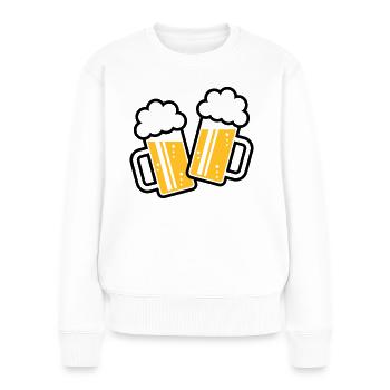 2 chopes de bière toast, à votre santé ! (Chopes à bière 2C) - Pull Premium bio Femme - blanc - Devant - Julia (174cm)
