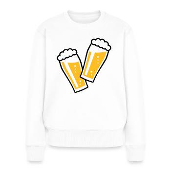 2 Biergläser Stoßen An (Bier / Willibecher / 2C) - Frauen Premium Bio Pullover - Weiß - Vorne - Julia (174cm)