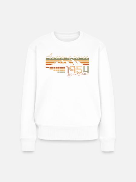 Geburtsjahr 1954 Jahrgang Berge Vintage Geburtstag - Frauen Premium Bio Pullover - Weiß