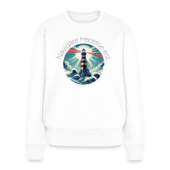 Navigare necesse est - Pull Premium bio Femme - blanc - Devant - Julia (174cm)