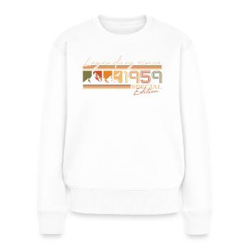 65. Geburtstag Jahrgang 1959 Geschenk - Frauen Premium Bio Pullover - Weiß - Vorne - Julia (174cm)