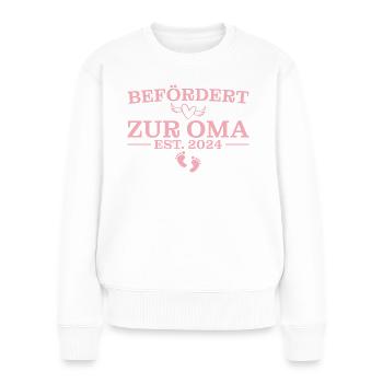 Oma 2024 Werdende Großeltern Babyparty - Frauen Premium Bio Pullover - Weiß - Vorne - Julia (174cm)