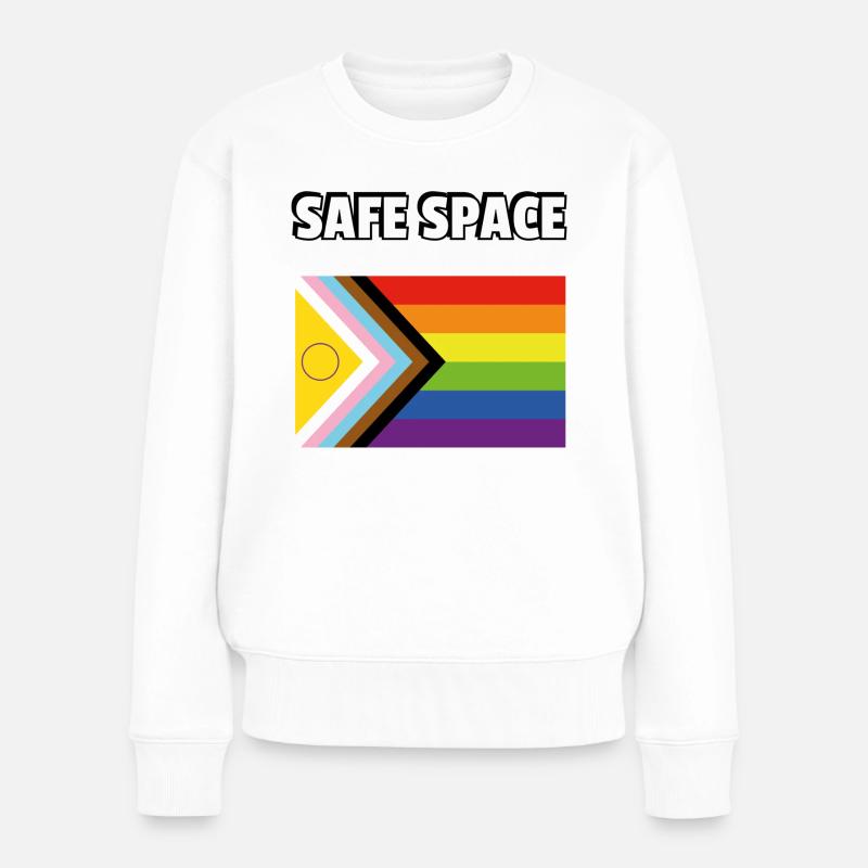 SAFE SPACE Drapeau de progrès de la fierté inclusive - Pull Premium bio Femme - blanc