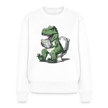 L’humour des dinosaures de la paléontologie - Pull Premium bio Femme - blanc - Devant - Julia (174cm)