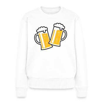2 Maßkrüge Stoßen An (Bier / Bierseidel / 2C) - Frauen Premium Bio Pullover - Weiß - Vorne - Julia (174cm)