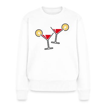 2 verres à cocktail / cocktail / martini + (rouge) - Pull Premium bio Femme - blanc - Devant - Julia (174cm)