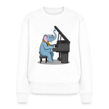 Un éléphant jouant du piano - Pull Premium bio Femme - blanc - Devant - Julia (174cm)
