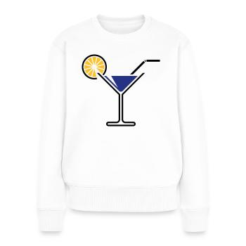 Cocktail / Verre à cocktail / Martini + (Bleu) - Pull Premium bio Femme - blanc - Devant - Julia (174cm)