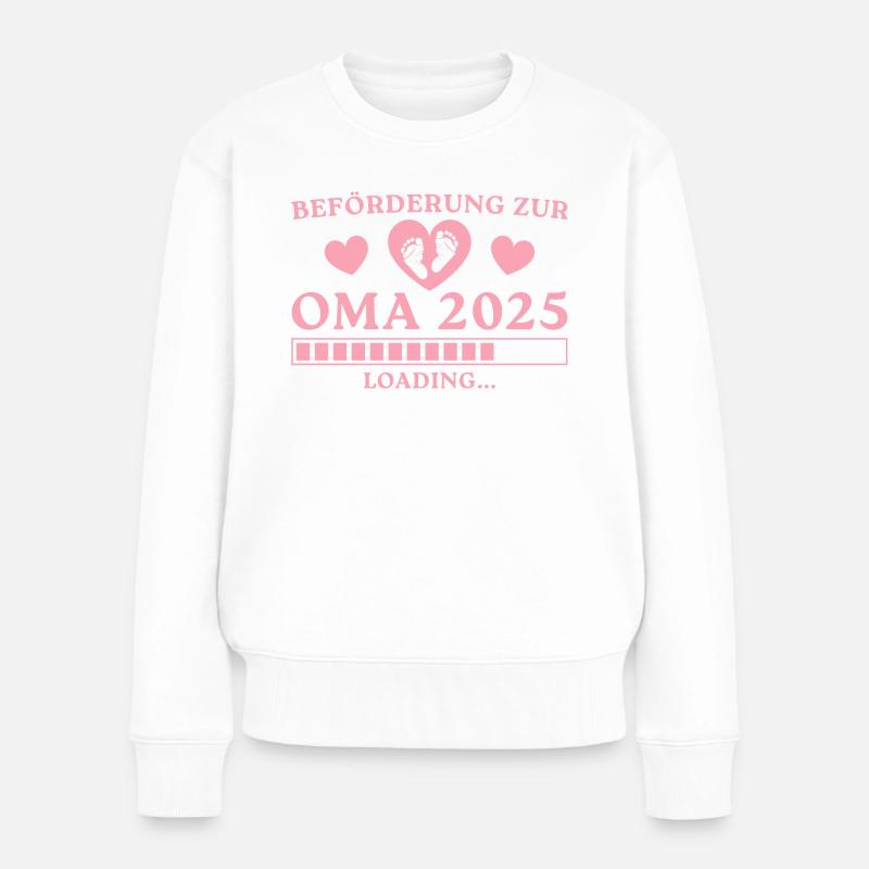 Beförderung zur Oma 2025 loading - Frauen Premium Bio Pullover - Weiß