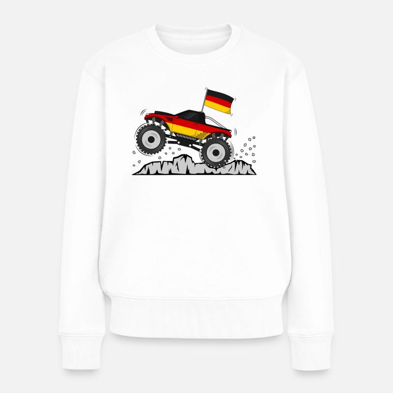 Monstertruck Deutschland Flagge - Frauen Premium Bio Pullover - Weiß