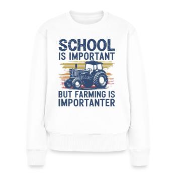 L’école est importante L’agriculture est plus importante Drôle - Pull Premium bio Femme - blanc - Devant - Julia (174cm)