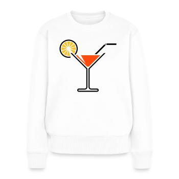 Cocktail / Verre à cocktail / Martini + (Orange) - Pull Premium bio Femme - blanc - Devant - Julia (174cm)