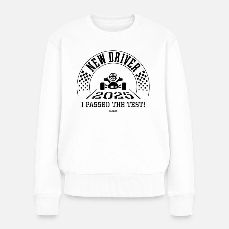 New Driver 2025 - J’ai réussi le test ! (Noir) - Pull Premium bio Femme - blanc
