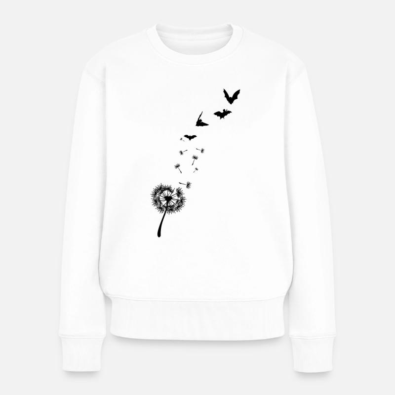 Fledermaus Pusteblume - Frauen Premium Bio Pullover - Weiß