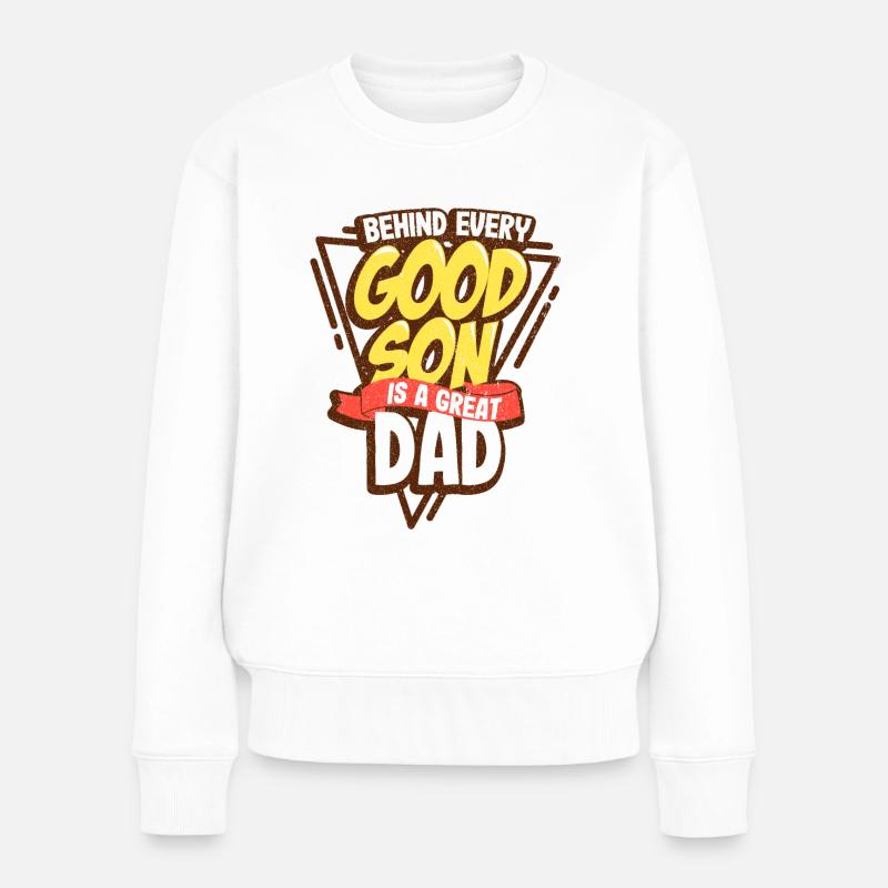 Bester Papa Vater und Sohn - Frauen Premium Bio Pullover - Weiß