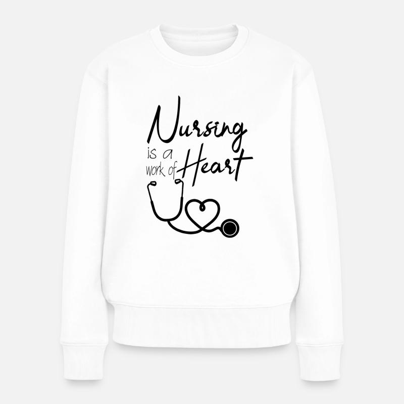 Krankenschwester Job - Frauen Premium Bio Pullover - Weiß