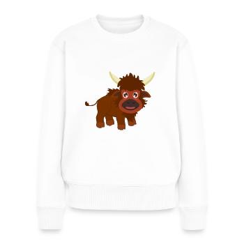Bison Büffel - Frauen Premium Bio Pullover - Weiß - Vorne - Julia (174cm)