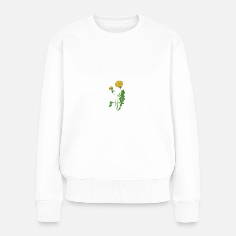 cooler Löwenzahn mit Herzschlag Puls Geschenk - Frauen Premium Bio Pullover - Weiß