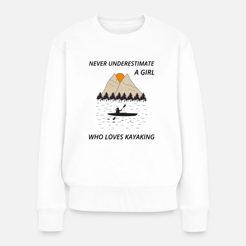 Kajak-Mädchen - Frauen Premium Bio Pullover - Weiß