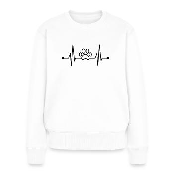 Patte battement de coeur chien patte - Pull Premium bio Femme - blanc - Devant - Julia (174cm)