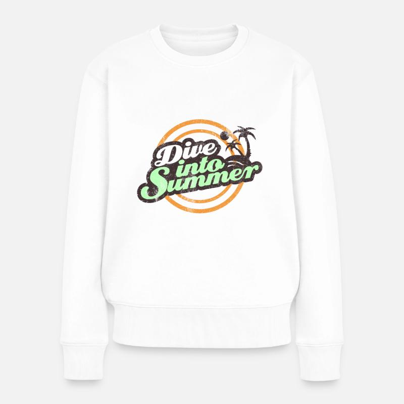 Tauchen im Sommer Taucher - Frauen Premium Bio Pullover - Weiß